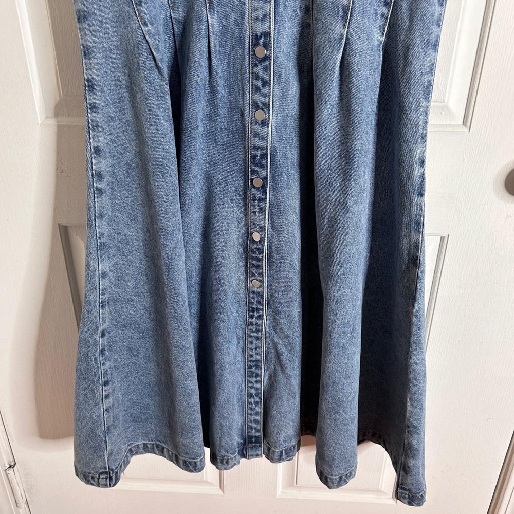 Torn By Ronny Kobo Edie Pleat Waist Denim Shirt Dress size Large $228 NWT - Picture 8 of 13